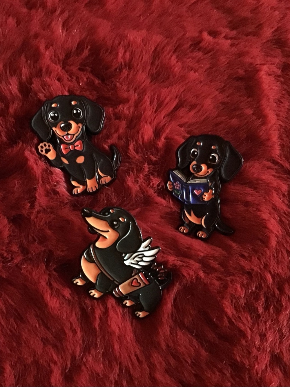 Black Dachshund Enamel Magnet Set - Cute Dog Pins